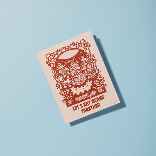 Let's Eat Beans Together Blank A2 Card With Envelope