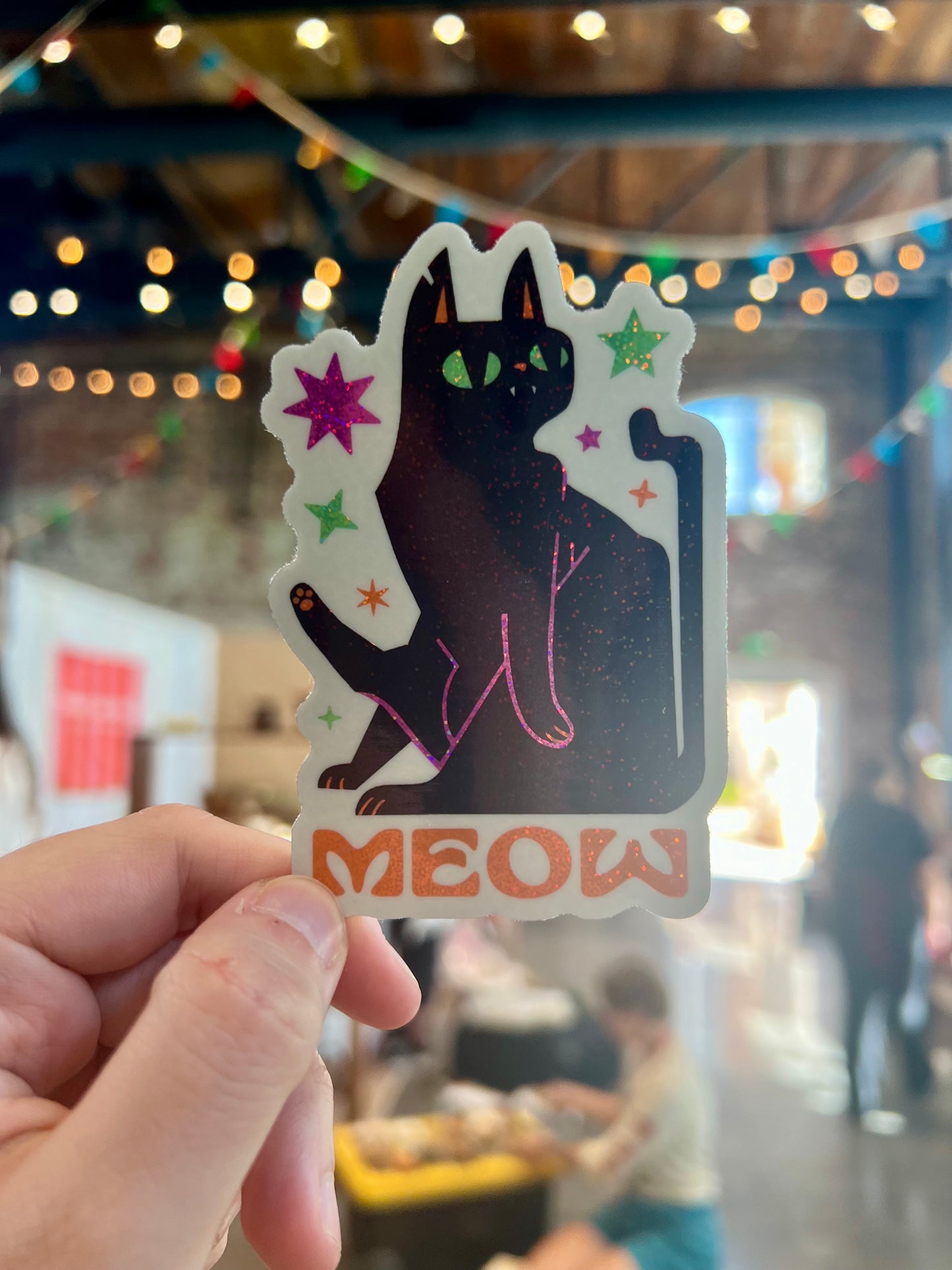 MEOW glittery sticker