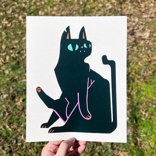 Black Cat Art Print 8"x10"