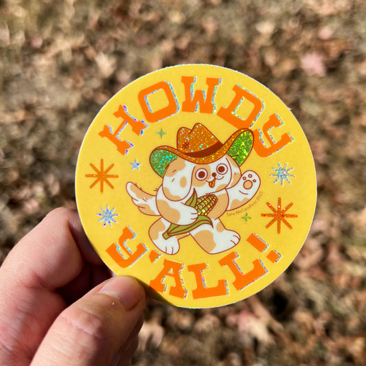 Howdy Y'all! Glittery Sticker