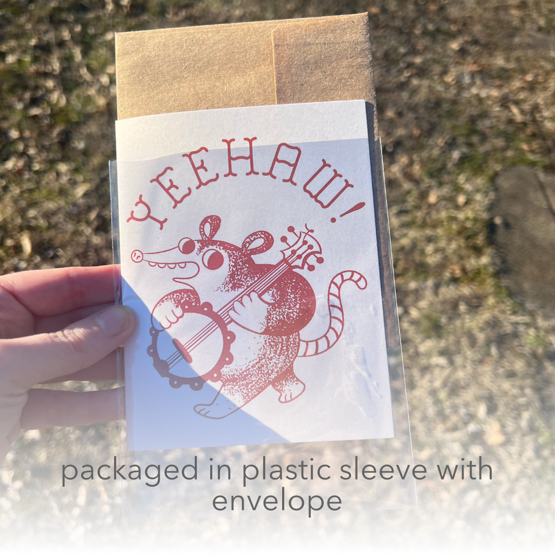 Yeehaw! Banjo Possum Blank A2 Card With Envelope