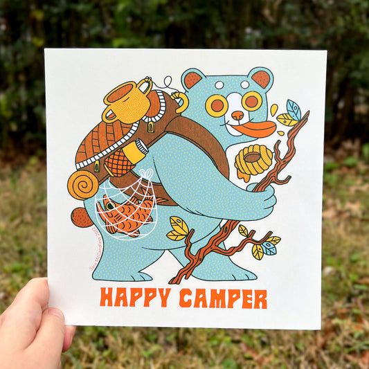Happy Camper Art Print 8"x8"