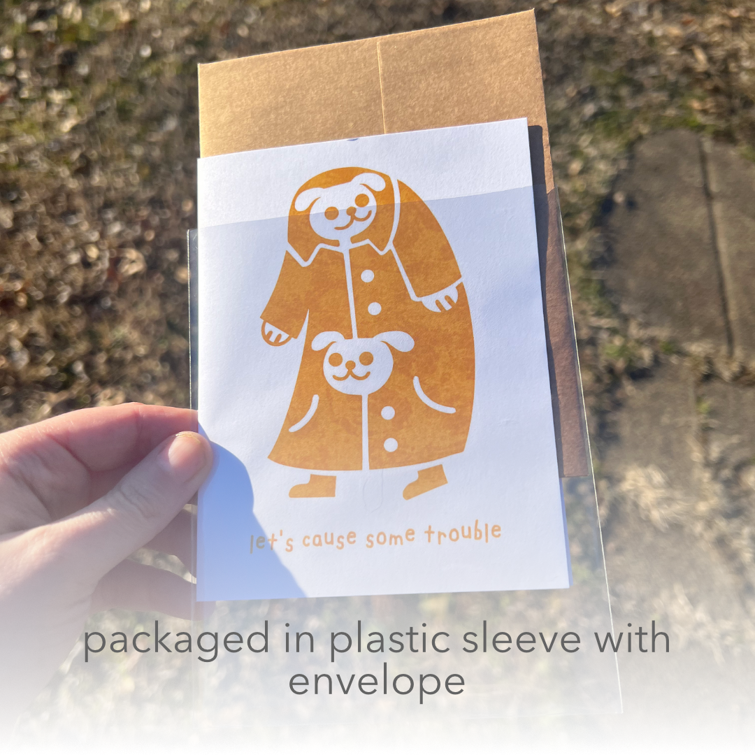 Let's Cause Some Trouble Blank A2 Card with Envelope