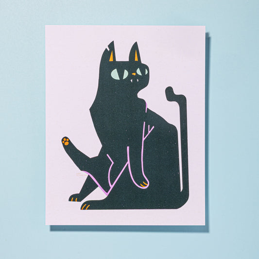 Black Cat Art Print 8"x10"