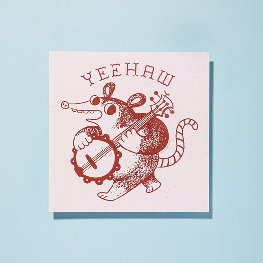 Yeehaw Banjo Possum Art Print 8"x8"