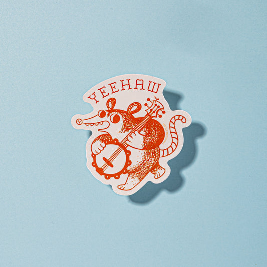 Yeehaw Banjo Possum Sticker