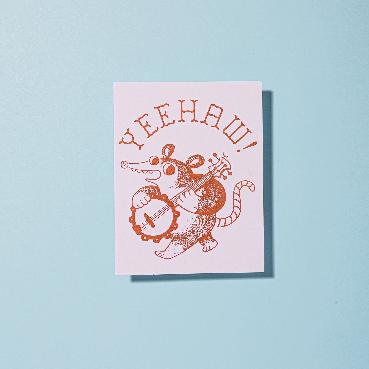 Yeehaw! Banjo Possum Blank A2 Card With Envelope