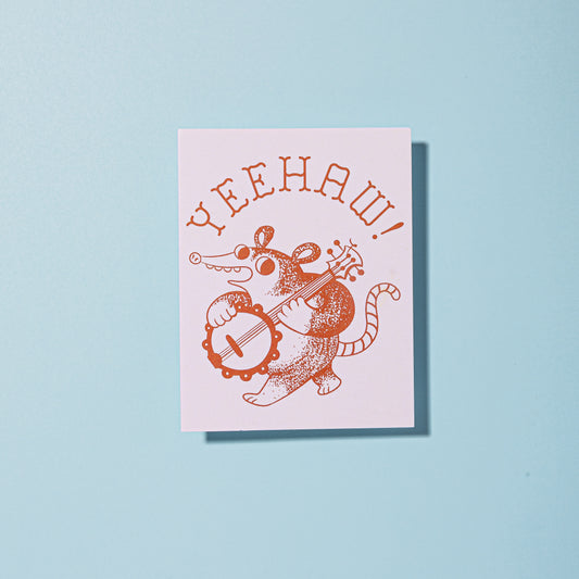Yeehaw! Banjo Possum Blank A2 Card With Envelope